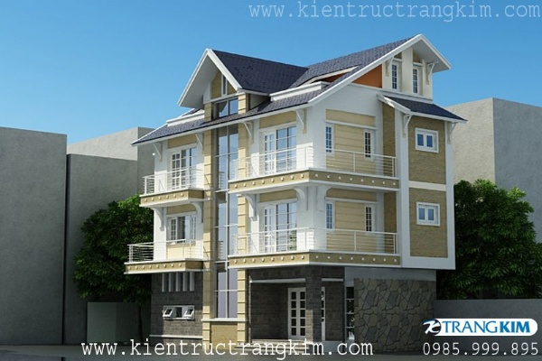 Thiết kế biệt thự 3 tầng 1 tum mái thái hiện đại