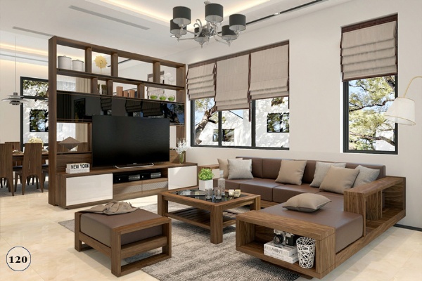 Thiết kế nội thất phòng khách bằng gỗ