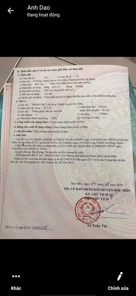 Bán Nhà 1 trệt, 1 lầu, 2 phòng ngủ, 2 toilet,hẻm trước nhà 3m cụt, Đông Thạnh 2,Đông Thạnh, Hóc Môn
