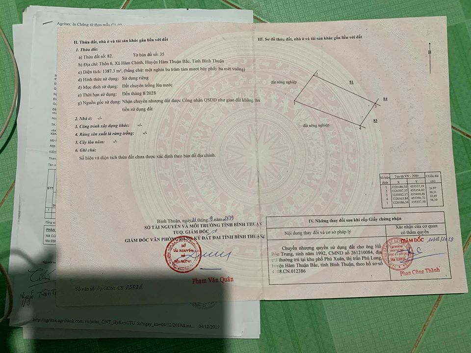 Cần tiền lo công việc cần bán gấp 1,4 sào đất lúa thôn 6, Hàm Chính