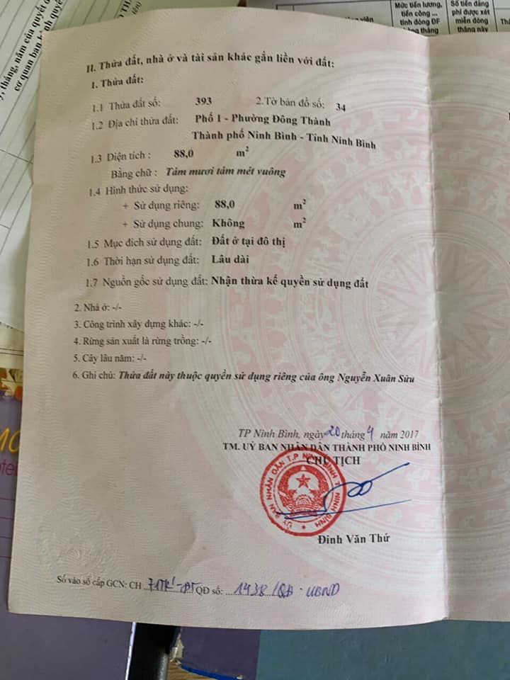 cần bán lô đất TTTP phù hợp với gia đinh nhỏ .diện tích 88 m2 ngõ 36 đường nguyễn văn giản