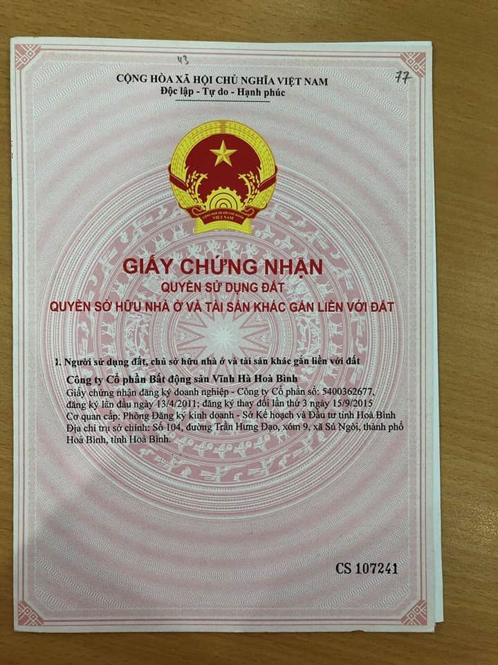 Đất nền khu đô thị mới Vĩnh Hà phường Đồng Tiến tp Hoà Bình