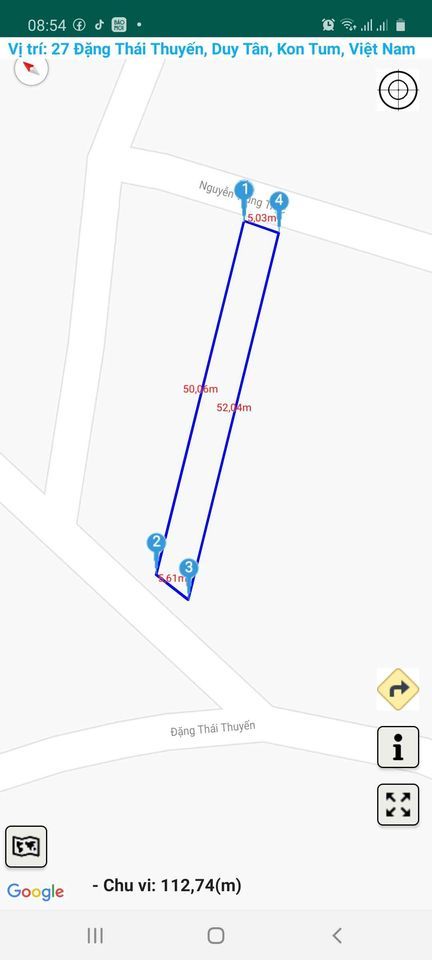 Bán lô đất mặt đường Đặng Thái Thuyến, phường Duy Tân, tp Kon Tum