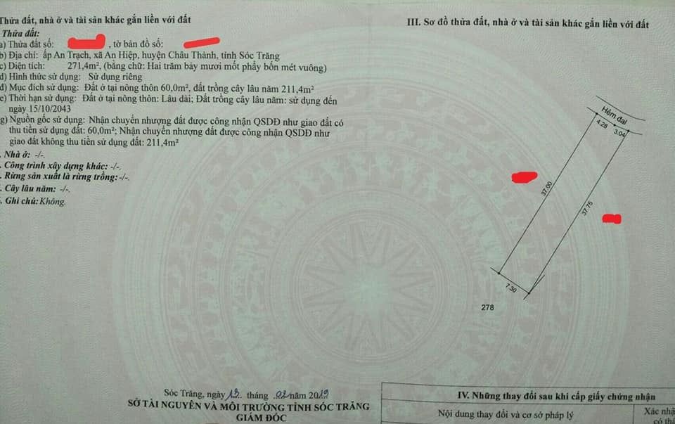bán lại nhà mới cất 100%,TẶNG KÈM ĐẤT NỀN CÂY LÂU NĂM Trong Khu tái định cư ấp An Trạch, xã An Hiệp