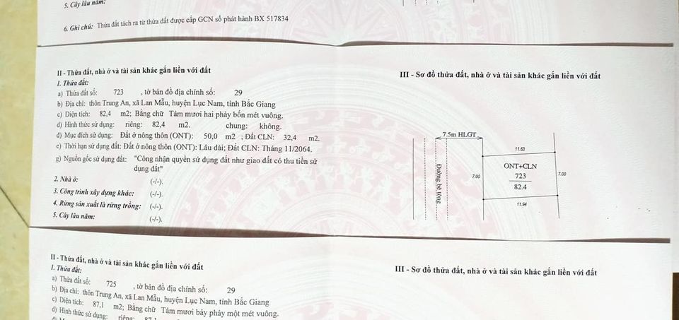 BÁN ĐẤT KCN LAN SƠN XÃ LAN MẪU - LỤC NAM SIÊU PHẨM 4LÔ: DT từ 84m2-89m2. MẶT TIỀN rộng 7m/lô