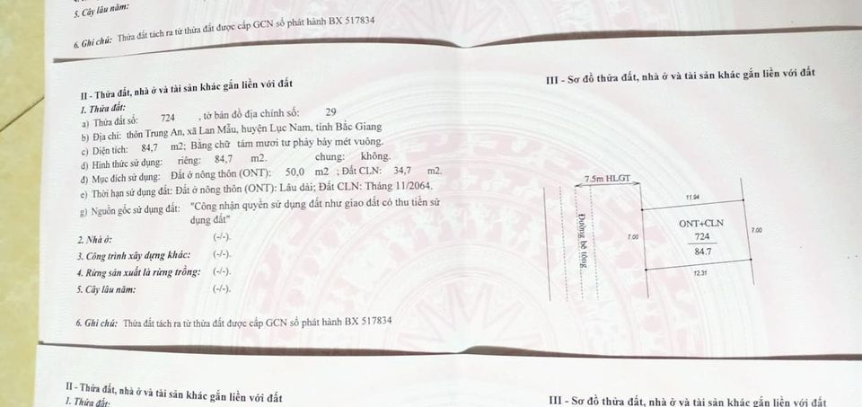 BÁN ĐẤT KCN LAN SƠN XÃ LAN MẪU - LỤC NAM SIÊU PHẨM 4LÔ: DT từ 84m2-89m2. MẶT TIỀN rộng 7m/lô