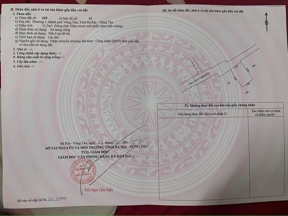 Bán nhà đường Lê Lai trung tâm phường 1 tpvt hẻm 3m thông sang Lý Thường Kiệt Khu mua bán sầm uất