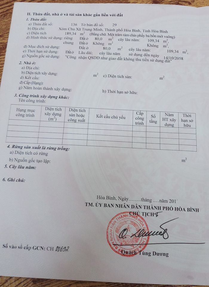 Mình có mảnh đất thuộc xóm Chu. TP Hòa Bình. dt gần 200m.Cần tiền giá nào cũng bán