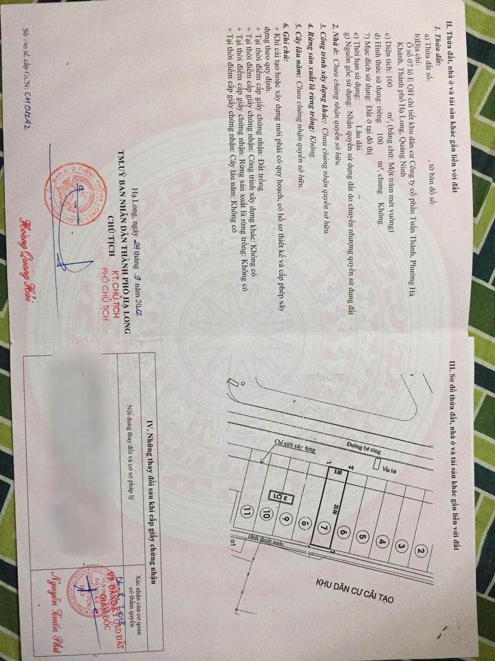 Chính chủ gửi bán ô đất tuấn thành Hạ Long 100m2 mt 5m Đối diện công viên vườn hoa