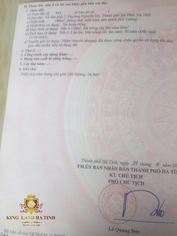 BÁN LÔ ĐẤT TỔ 7 NGUYỄN DU GẦN KHU QH BẮC TP.HÀ TĨNH CUỐI ĐƯỜNG NGUYỄN HUY TỰ KÉO DÀI