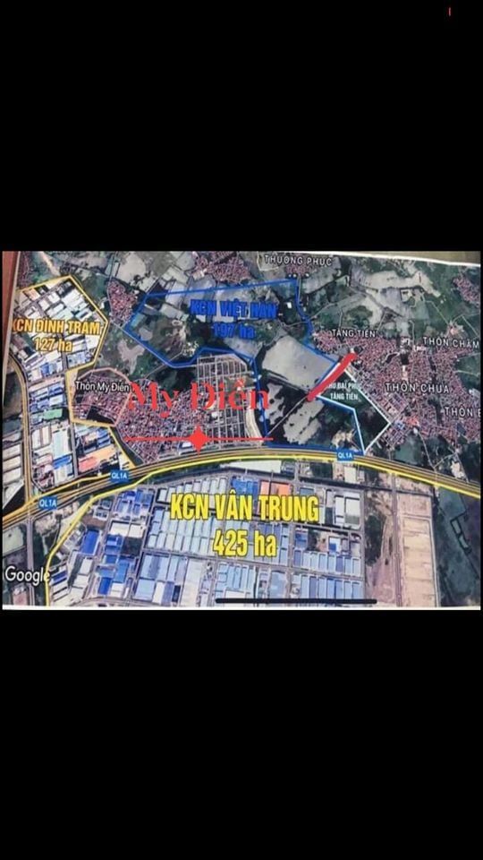 BÁN LÔ ĐẤT CÔNG NGHIỆP TẠI MY ĐIỀN 3 HOÀNG NINH VIỆT YÊN BẮC GIANG