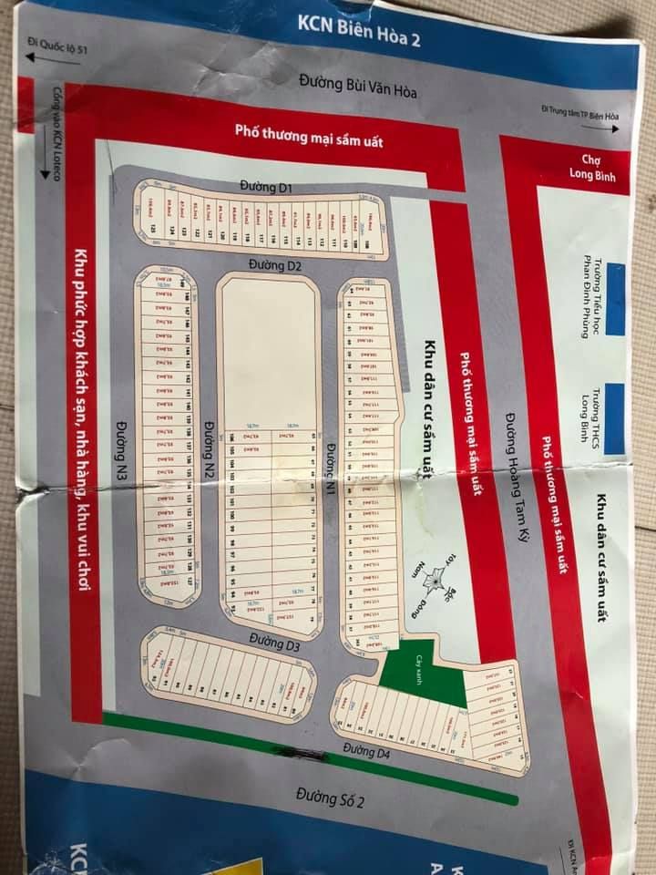 Bán đất thổ cư kdc long bình kp6 long bình diện tích 5x18,75m Sổ đỏ riêng,thổ cư toàn bộ
