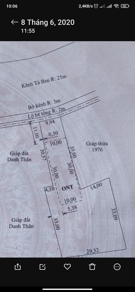 Bán Đất vườn Thạnh Lộc Gần KCN Thạnh Lộc Mặt tiền kênh Tà ben Mặt tiền 10m, nở hậu. DT 1289m2