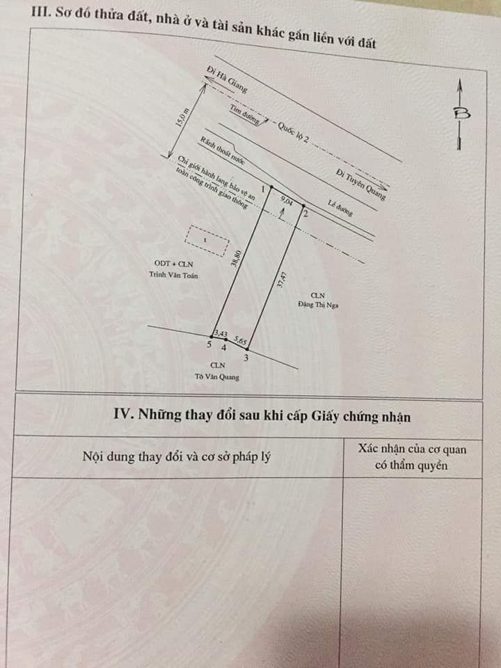 cần bán mảnh đất ở , gần km37 thị trấn Tân Yên huyện Hàm Yên , rộng 9m mặt đường, dài gần 40m