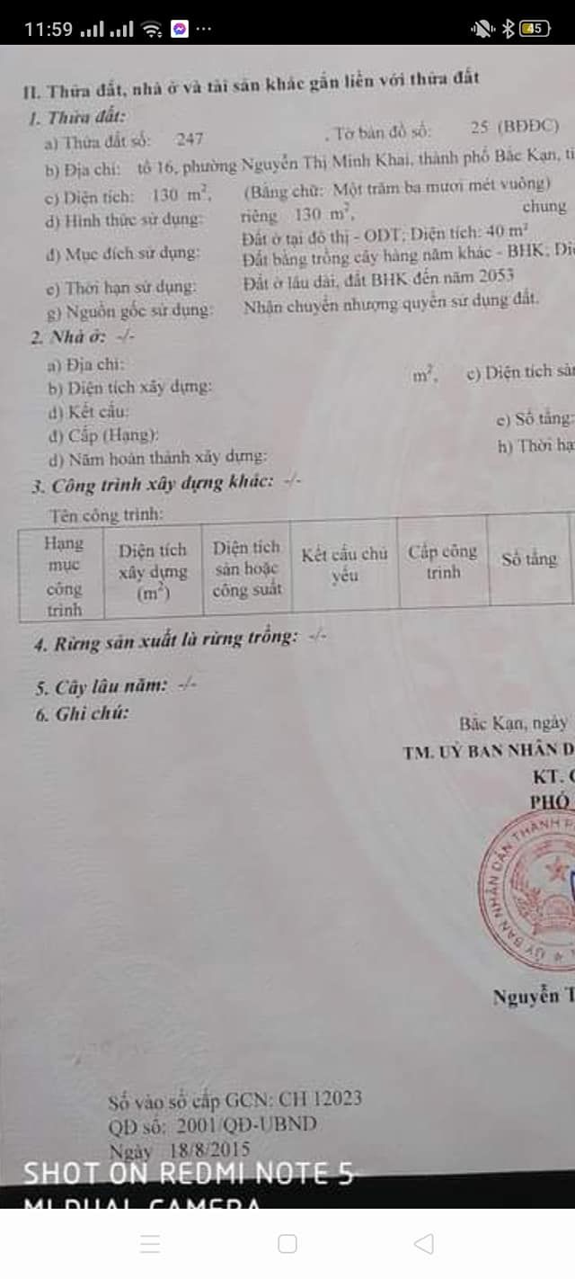 cần bán đất khu vực tổ 16 phường Minh Khai, gần đối diện Bộ CHQS tỉnh, qua cầu Phà 80m. DT 130m