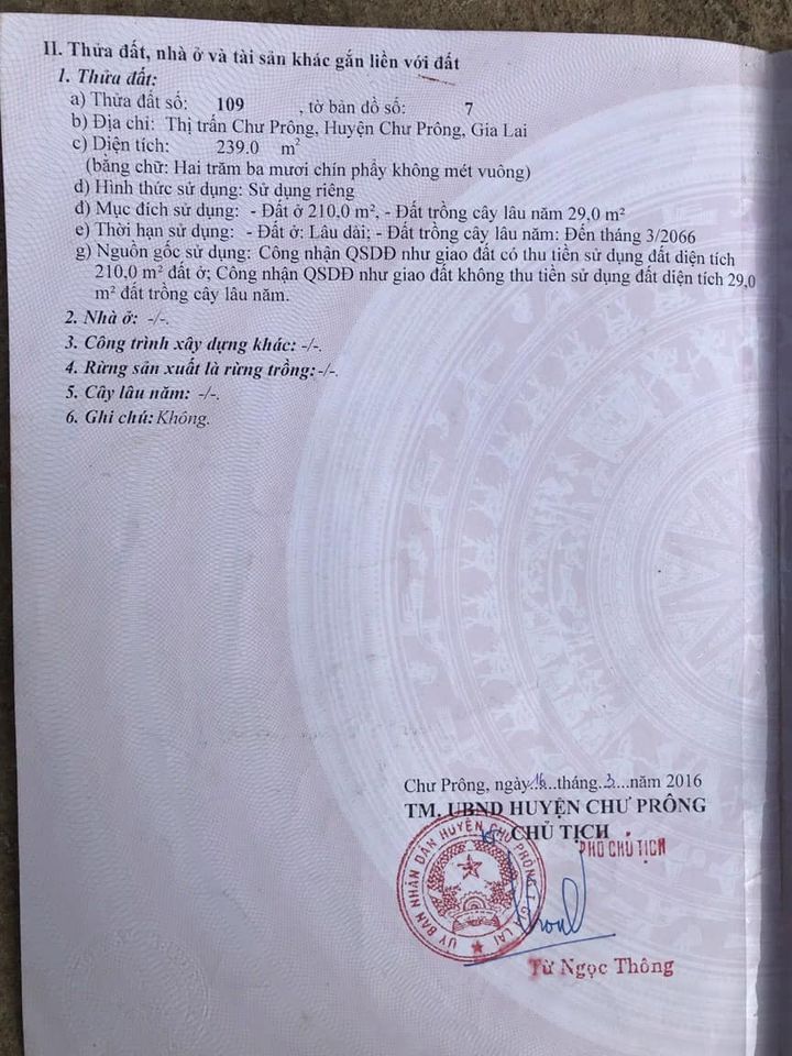 Bán nhà trung tâm thị trấn Chư Prông, huyện Chư Prông, Gia Lai Nhà 2 tầng, số 04 Trần Phú sát Viện