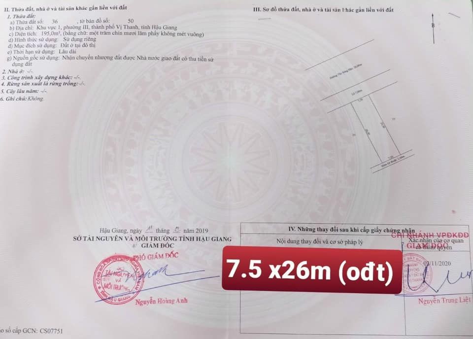 CẦN BÁN NỀN BIỆT THỰ ĐƯỜNG ĐẠI LỘ VÕ VĂN KIỆT PHƯỜNG 3, TP VỊ THANH, HẬU GIANG