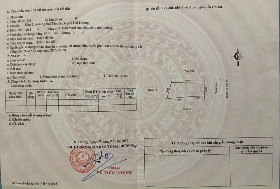 Chính chủ cần ̉bán mảnh đất mặt phố Vũ Như Tô phường Hải Tân tp hải dương