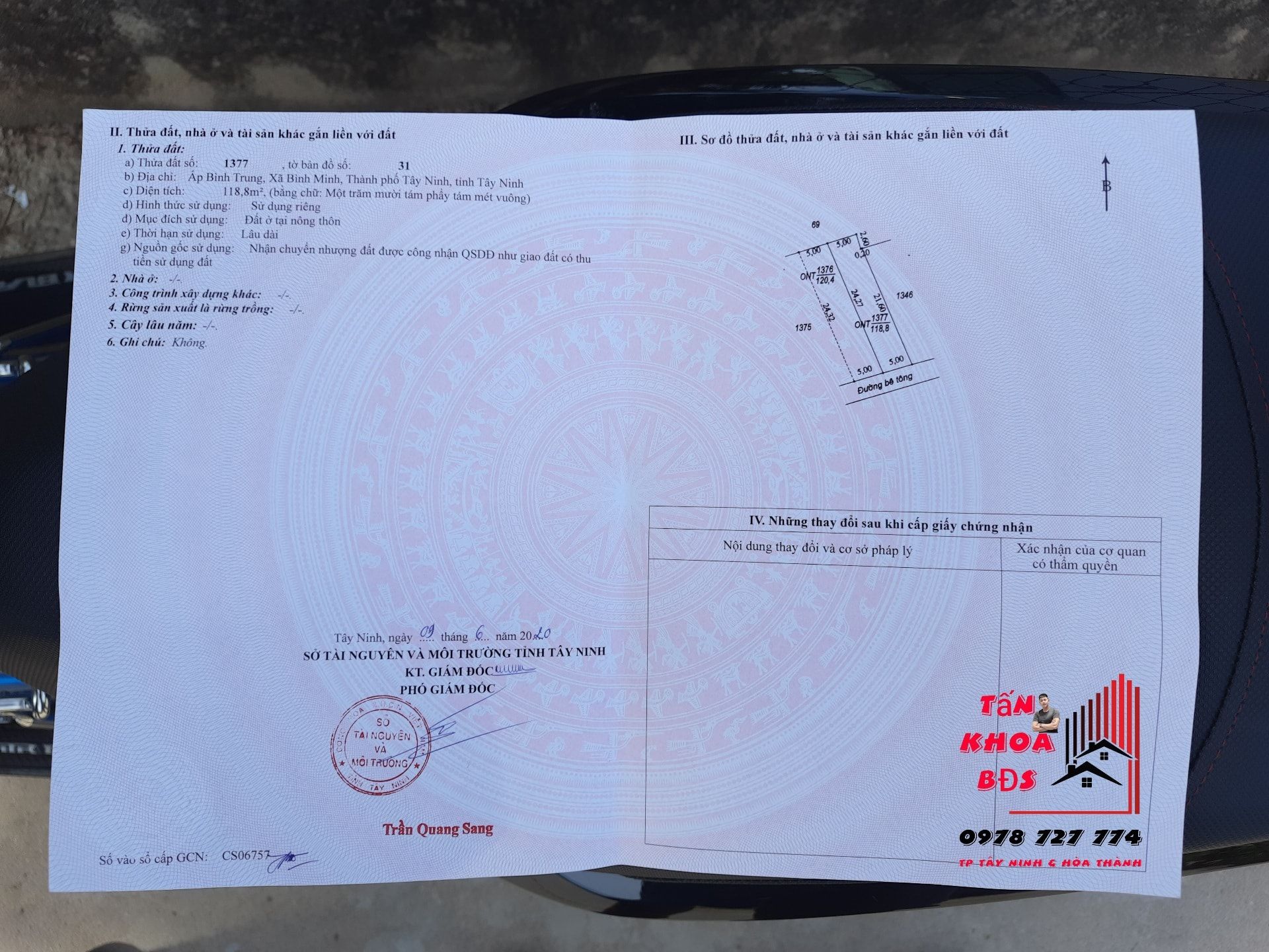 Bán đất Bình Minh Thành Phố Tây Ninh Tài chính phù hợp cho vợ chồng ra riêng 5 x 24 tc 100%
