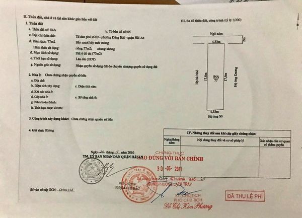 Bán Đất 8/106 Tiền Phong Đằng Hải Hải An Hải Phòng Diện tích 77m2 Ngang 4,33m Hướng Bắc