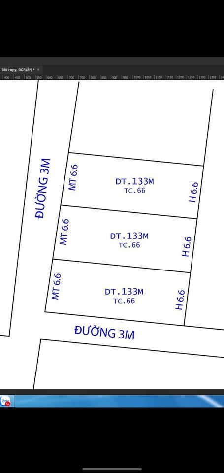 Mở bán lô đất đẹp ở Phú Hạ Minh Phú, diện tích mỗi lô 133m, mặt tiền 6,6m hậu 6,6m. Đường rộng 3