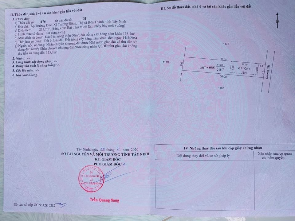 cần bán lô đất ở Long Chữ, Bến Cầu, Tây Ninh Diện tích 5*30 đất cây lâu năm có thể lên full thổ cư