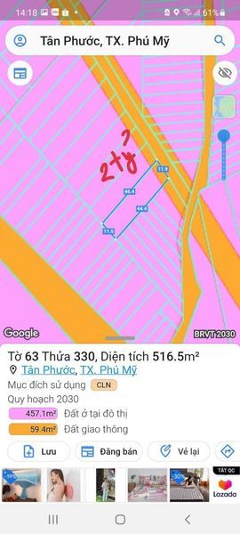 Cần tiền tôi giảm giá mạnh bán đất ngay ngã 3 Cảng Cái mép vào 600m, bên cạnh TĐC Tân Phước.