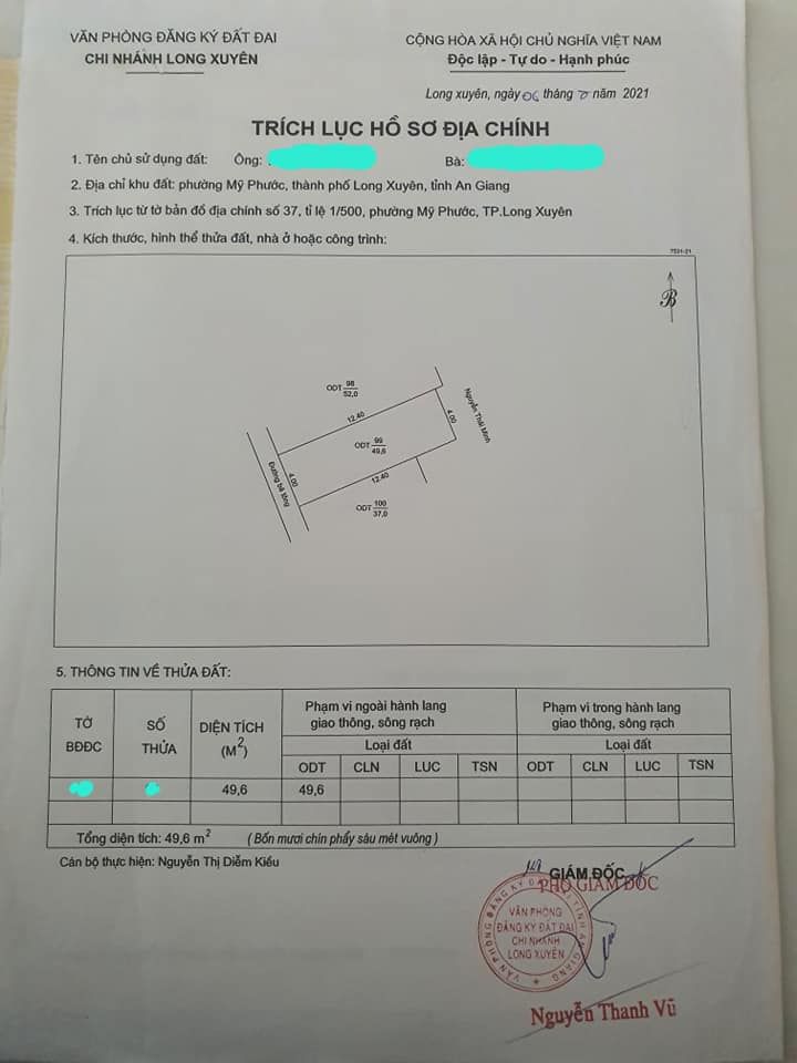 Bán nền ở p. Mỹ Phước gần chợ Xẻo Trôm và bv Đa Khoa mới..