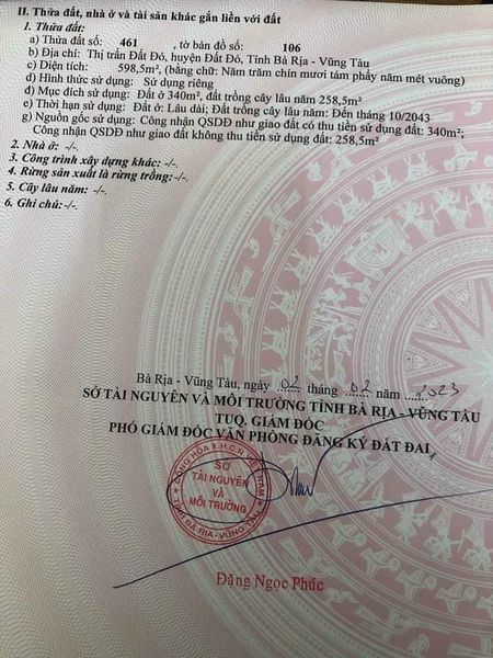 Bán Lô Đất Mặt Tiền Đường Nhựa (43,9m) Nguyễn Thị Định,TT Đất Đỏ TP Bà Rịa Vũng Tàu