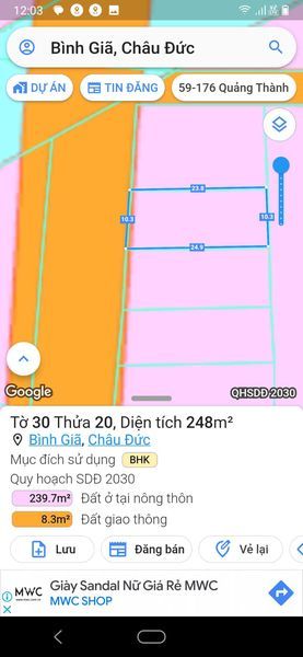 BÁN ĐẤT MẶT TIỀN CHÍNH BÌNH GĨA - QUẢNG THÀNH - CHÂU ĐỨC - BÀ RỊA VŨNG TÀU