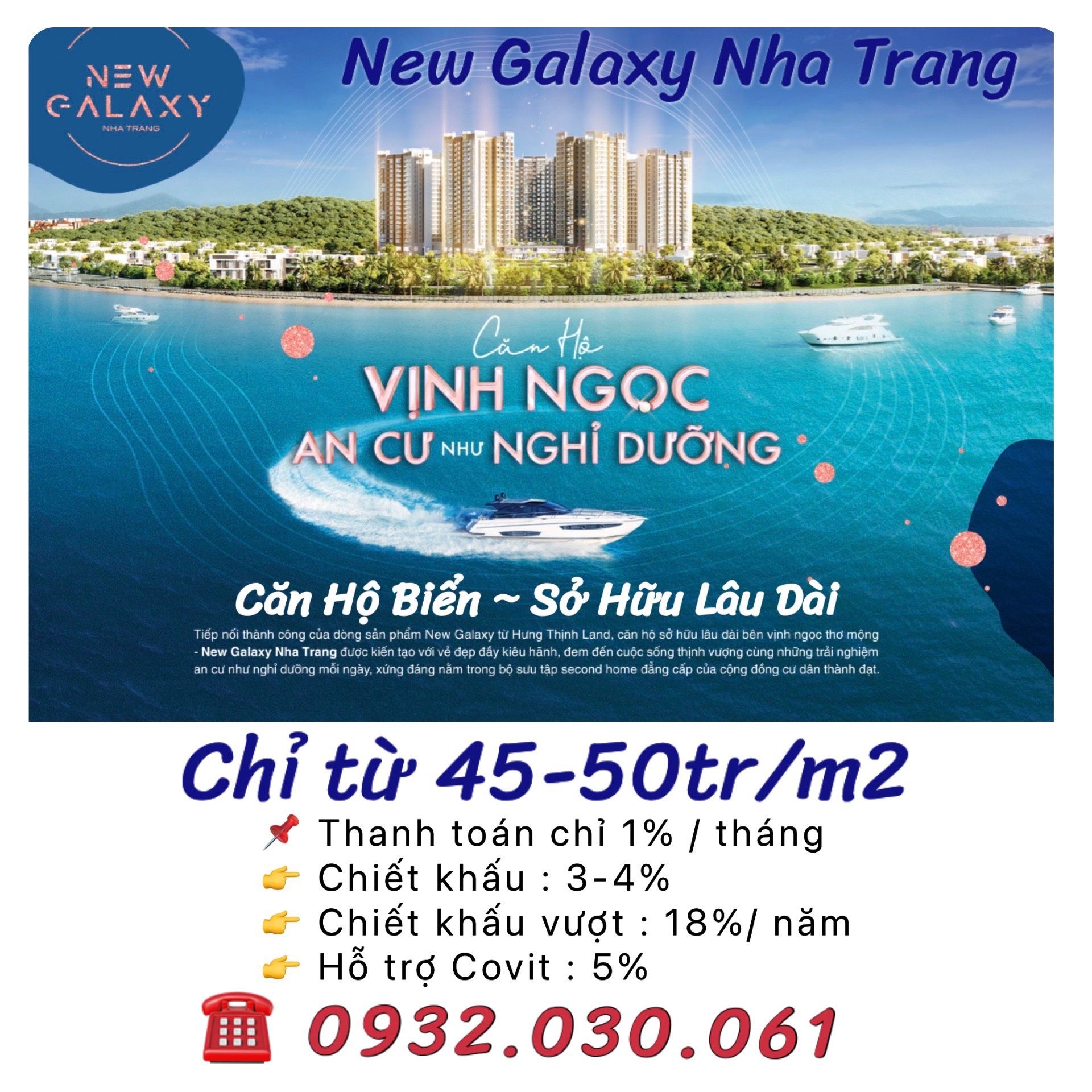 CHỈ 1.7TY/CĂN TẠI NEW GALAXY NHA TRANG , CHIẾT KHẤU ĐẾN 28% NGAY VINPEARL NHA TRANG 0932030061