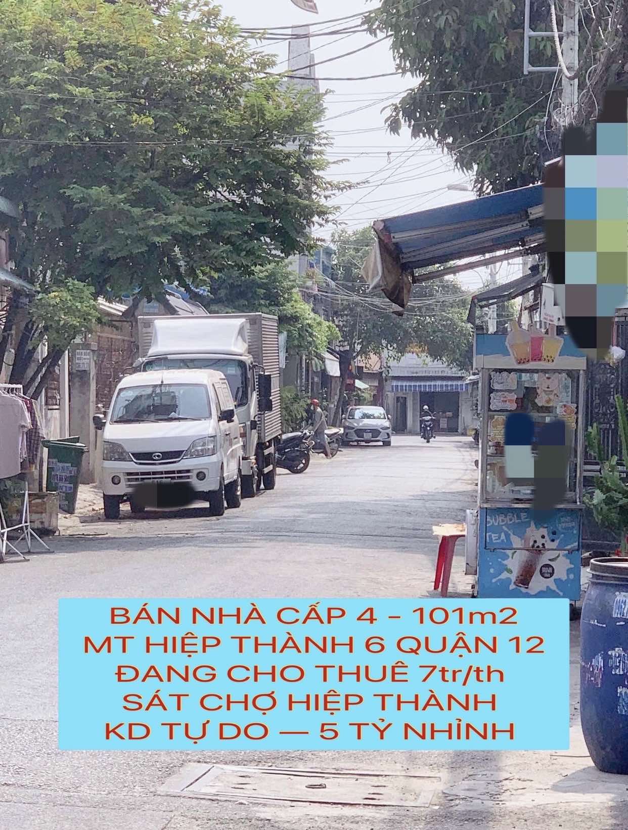 Bán nhà 101m2 cấp 4 mt Hiệp Thành 6 - Q12 , thu nhập 7tr/tr , sát chợ Hiệp Thành , 4 tỷ nhỉnh