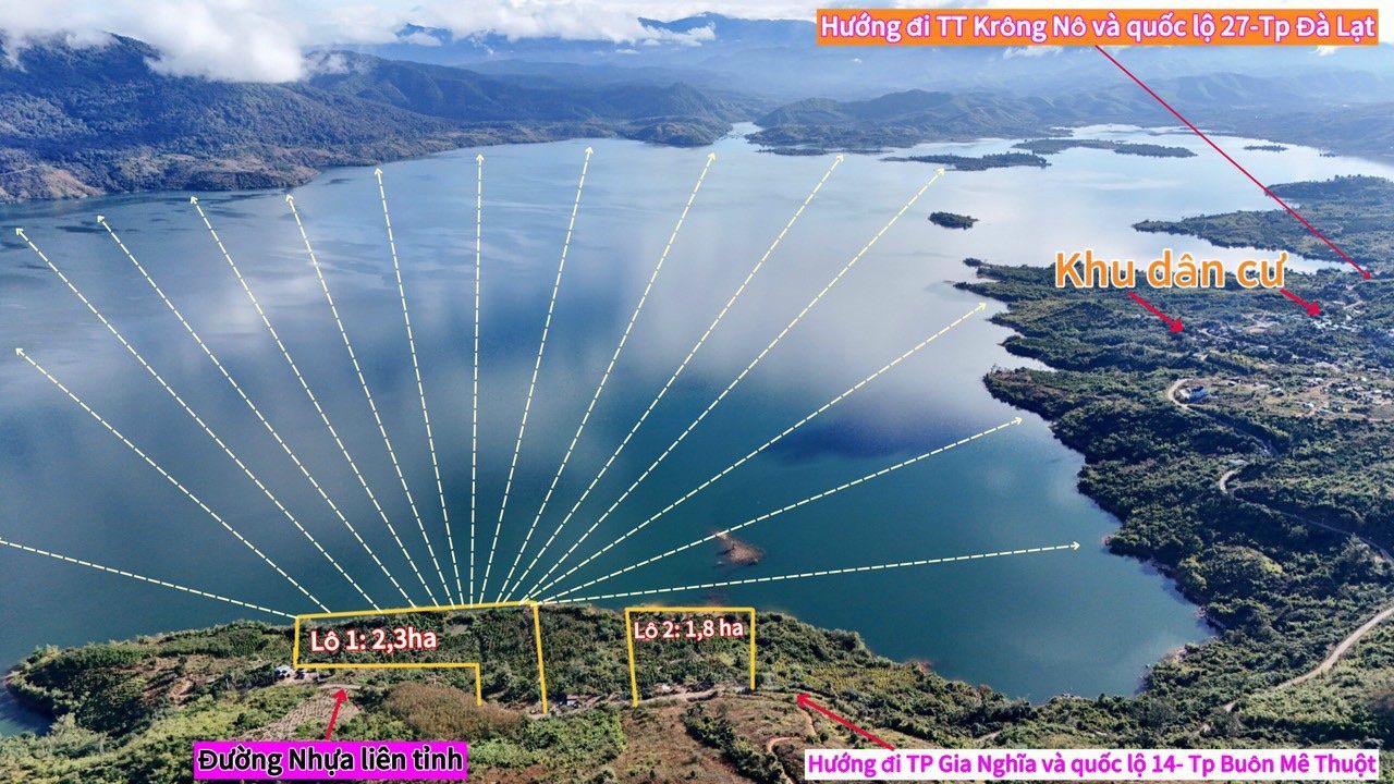 Bán đất mặt tiền đường nhựa liên tỉnh, đất có có 41m mặt tiền đường nhựa, có 229m là mặt tiền hồ