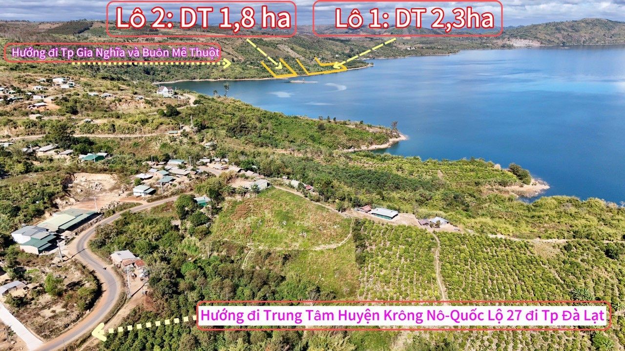 Bán đất mặt tiền đường nhựa liên tỉnh, đất có có 41m mặt tiền đường nhựa, có 229m là mặt tiền hồ