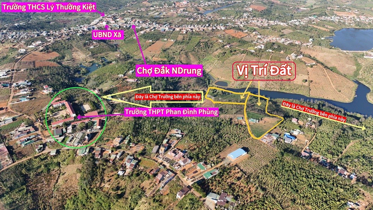 Bán 3 hécta đất có hơn 500m mặt tiền đường và hơn 150m MT hồ, đất sát chợ và trường học cấp 1,2,3
