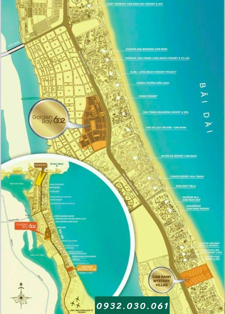 NỀN KHÁCH SẠN GOLDEN BAY 602 MẶT TIỀN NGUYỄN TẤT THÀNH CAM RANH CHỈ 16TY/NỀN 350M2 0932030061