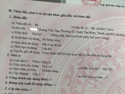 Bán nhà Hoàng Văn Thụ ,p2 , Tân Bình (Bán gấp đi xuất cảnh)