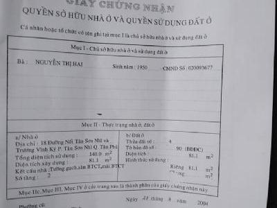 Chính chủ Bán nhà đẹp giá yêu thương, 1 lầu, 1 sân thượng, đường Tân Sơn Nhì q. Tân phú