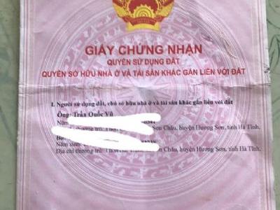 Cần bán lô đất ở Hương Sơn Hà Tĩnh giáp lưng NH Agribank