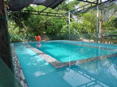 nhà sàn gỗ sến, trò 110m2( 6 phòng ngủ), 2 nhà cấp 4 ngói hạ long ( 25m2 / nhà), bếp, kho, sân vườn