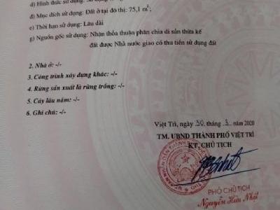 BÁN ĐẤT KHU 9-MẺ QUÀNG Diện tích: 5,2 x 14,4 = 75,1m2. Đường 4,5m.