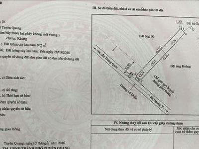 Chính chủ cần bán mảnh đất mặt đường lê duẩn, ngang 4m, sâu 30m thuộc tổ 2 (tổ 4 cũ) phường tân hà
