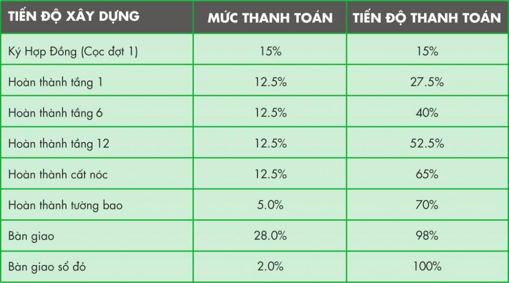 Tiến độ thanh toán tại dự án An Dân Residence