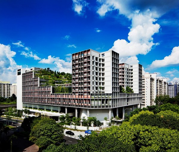 Khu chung cư phức hợp với công viên cây xanh trên mái ở Singapore1
