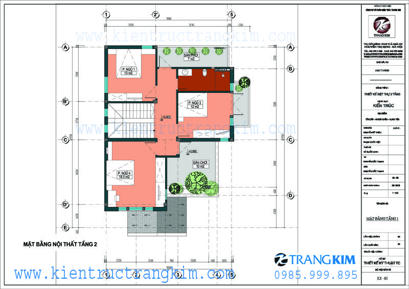Thiết kế biệt thự 2 tầng mái thái hiện đại tại Hải Dương2