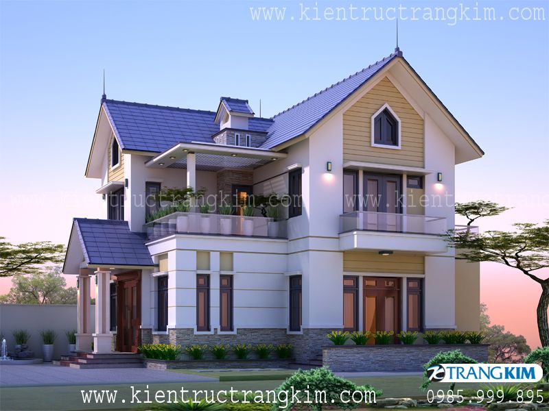 Thiết kế biệt thự 2 tầng mái thái hiện đại tại Hải Dươngv2