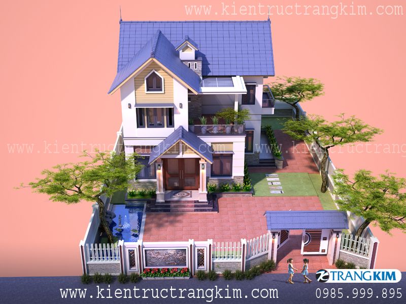 Thiết kế biệt thự 2 tầng mái thái hiện đại tại Hải Dươngv3