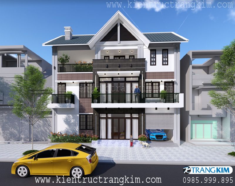 Phối cảnh thiết kế biệt thự phố 3 tầng 1