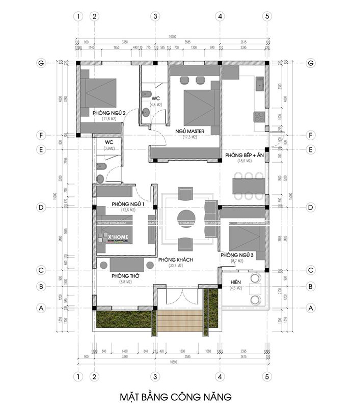 Thiết kế biệt thự nhà vườn 1 tầng 200m2. 2