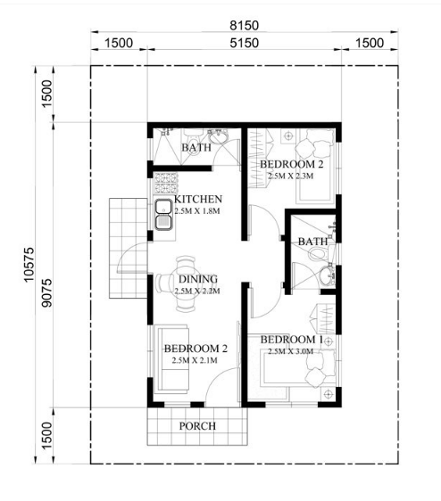Thiết kế mẫu nhà cấp 4 đẹp 2 phòng ngủ diện tích 5x9m hiện đại - 4